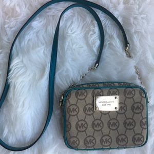 Michael Kors Fulton Small Crossbody Teal Monogram